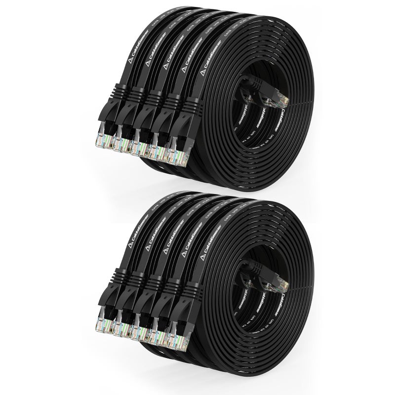 CableGeeker Cat 6 Ethernet Cable 10ft (10 Pack) (at a Cat5e Price but Higher Bandwidth) Flat Internet Network Cables - Cat6 Ethernet Patch Cable Short - Black Computer LAN Cable with Snagless RJ45 Connectors - Image 1